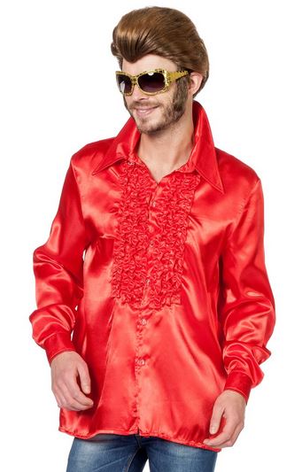verhuur - carnaval - Disco-70&80 - Discohemd rood